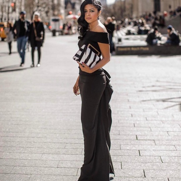NEW Nicole Bakti Black Very Fitted Dress W/ Slit